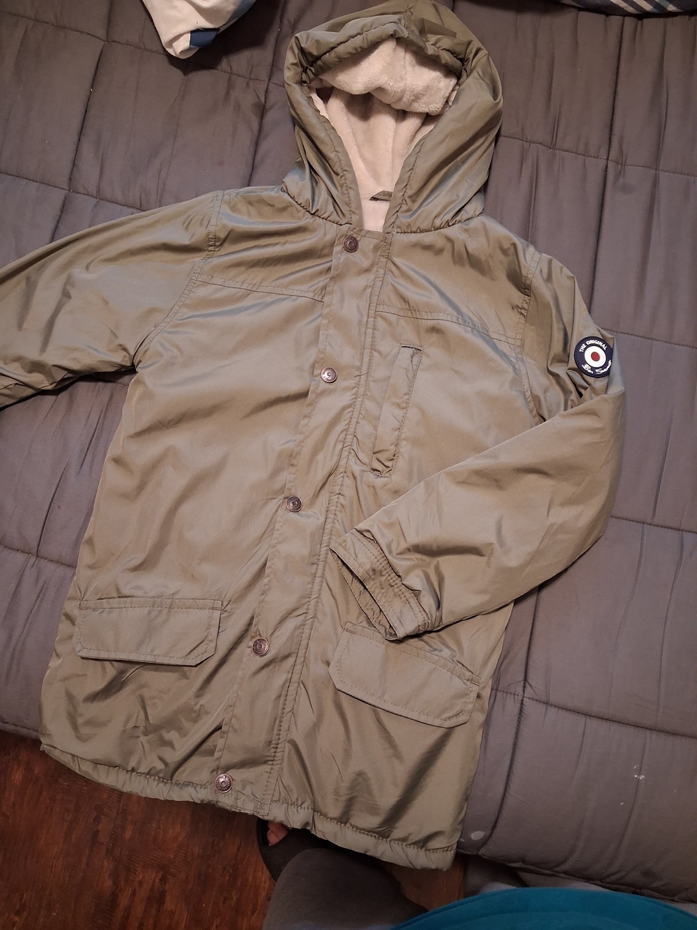 Boys Ben Sherman Olive Hooded Parka Jacket Size S
